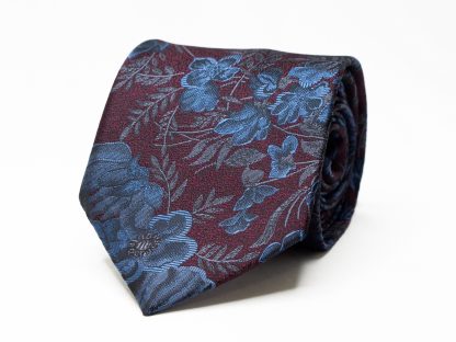Burgundy and blue floral tie